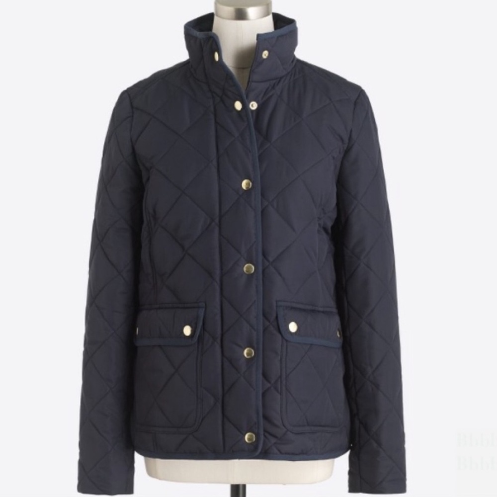 Navy Blue J Crew Quilted Jacket